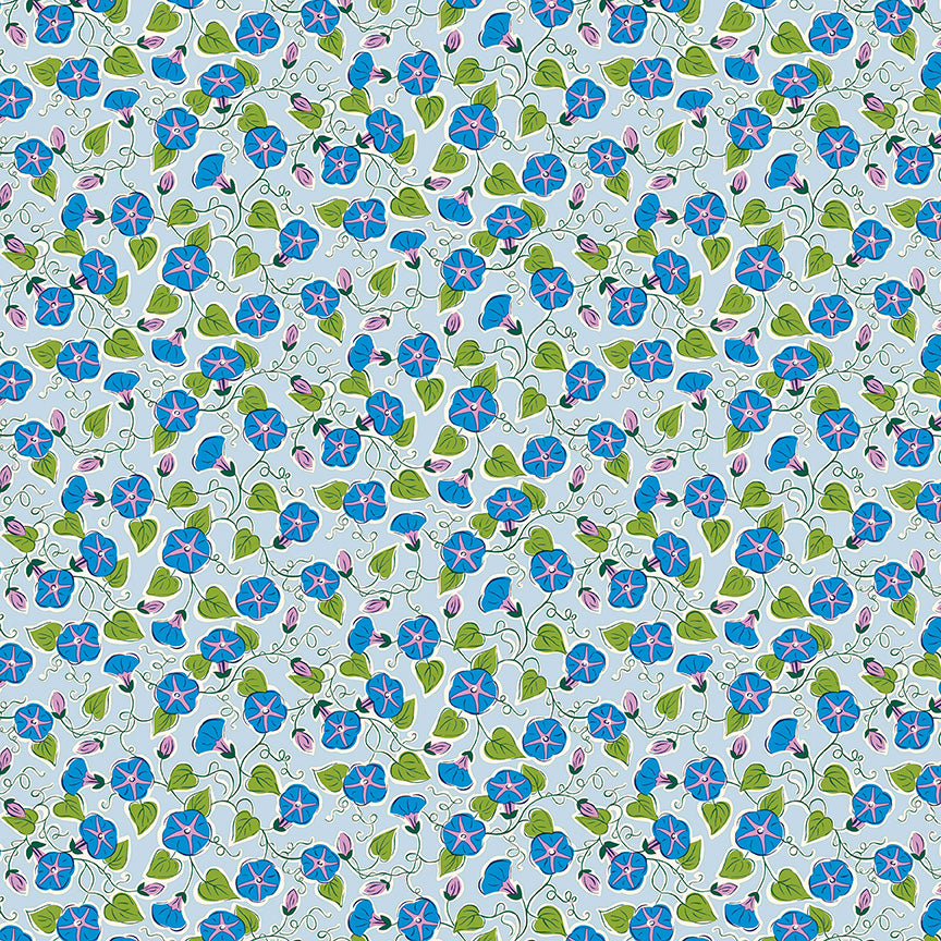 RILEY BLAKE - Postcard from Paradise by Liberty Fabrics - Paradise Vine - B - Sky