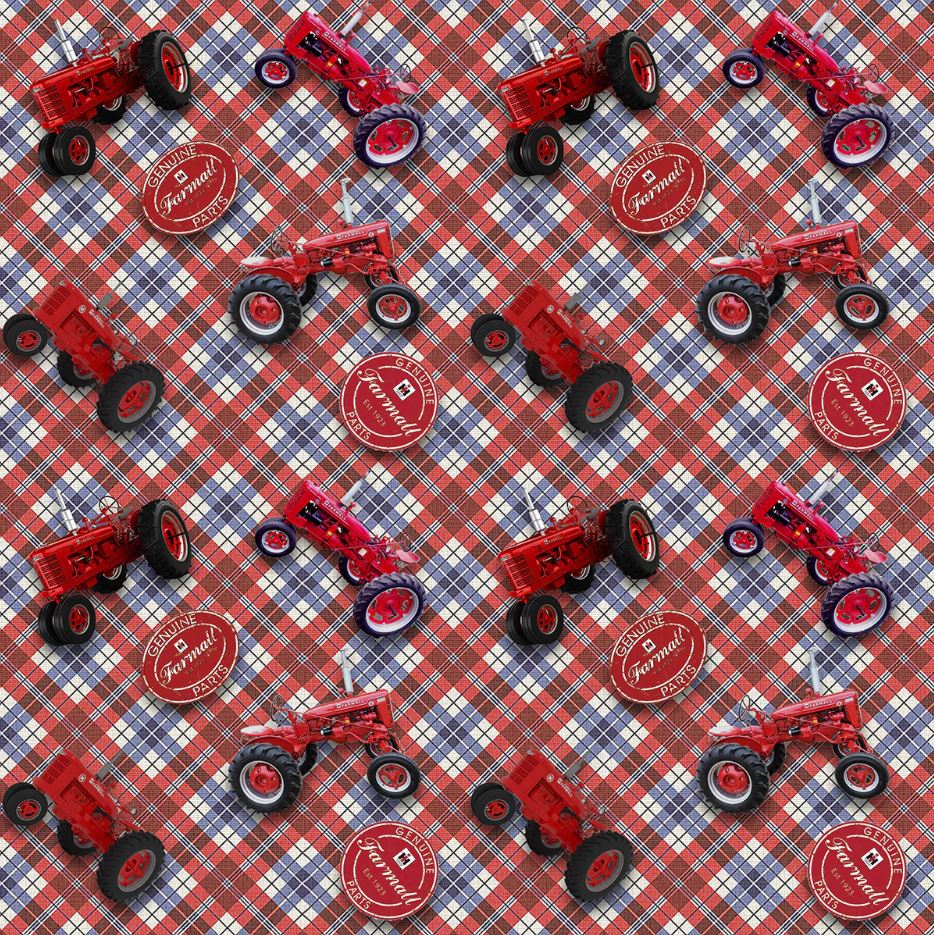 SYKEL ENTERPRISES - Farmall - Tractors Tossed On Plaid - Red