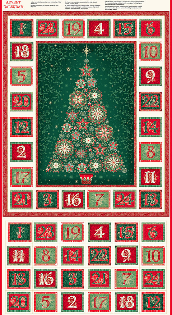 ANDOVER - Good Tidings by Makower UK - Metallic - PANEL - Advent - Multi - PL1120-
