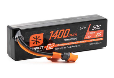 Spektrum 1400mAh 2S 7.4V 30C Smart G2 LiPo Battery w/IC2 suit Granite/Typhon/Mojave GROM