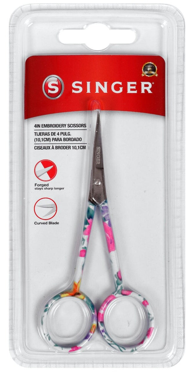 Singer - Curved Embroidery Scissors 4in - Floral