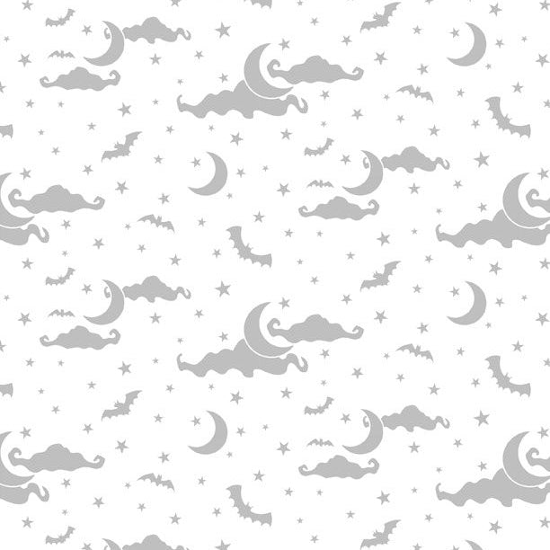 WILMINGTON - Spooky Spectacle - Moon & Stars All Over - White on White - W542-