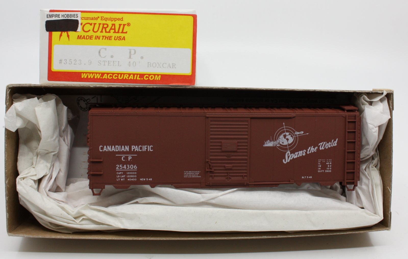 Accurail 3523 Canadian Pacific 40" Steel Boxcar #254306