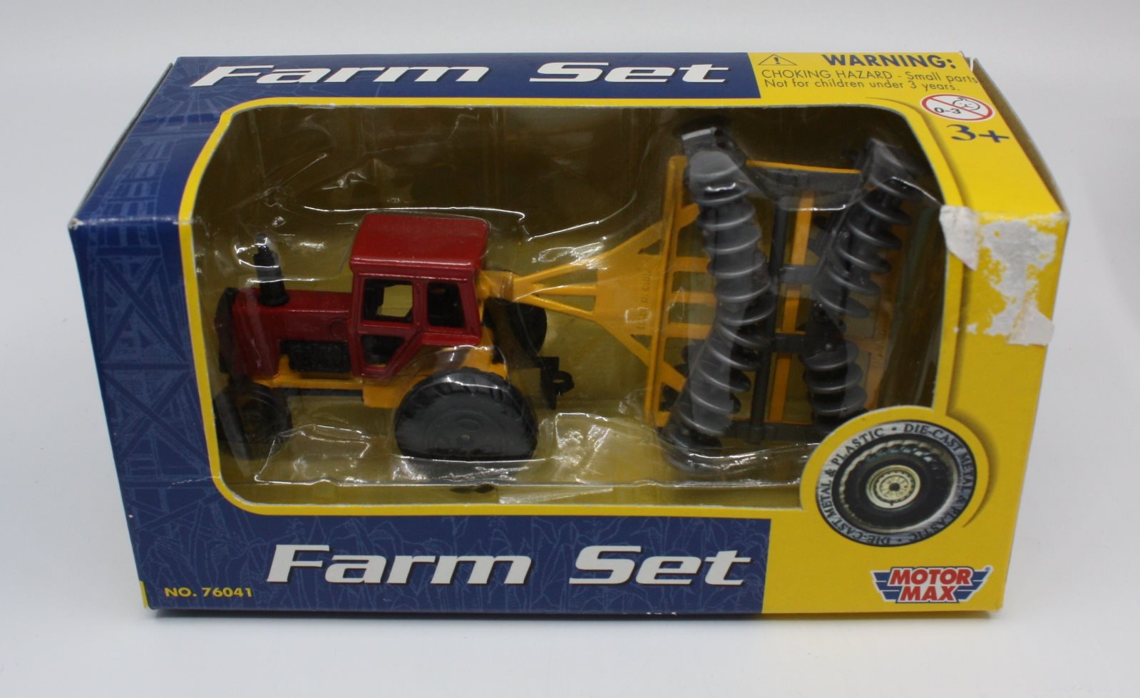 Motor Max 76041 HO Diecast Red Tractor with Yellow Tiler