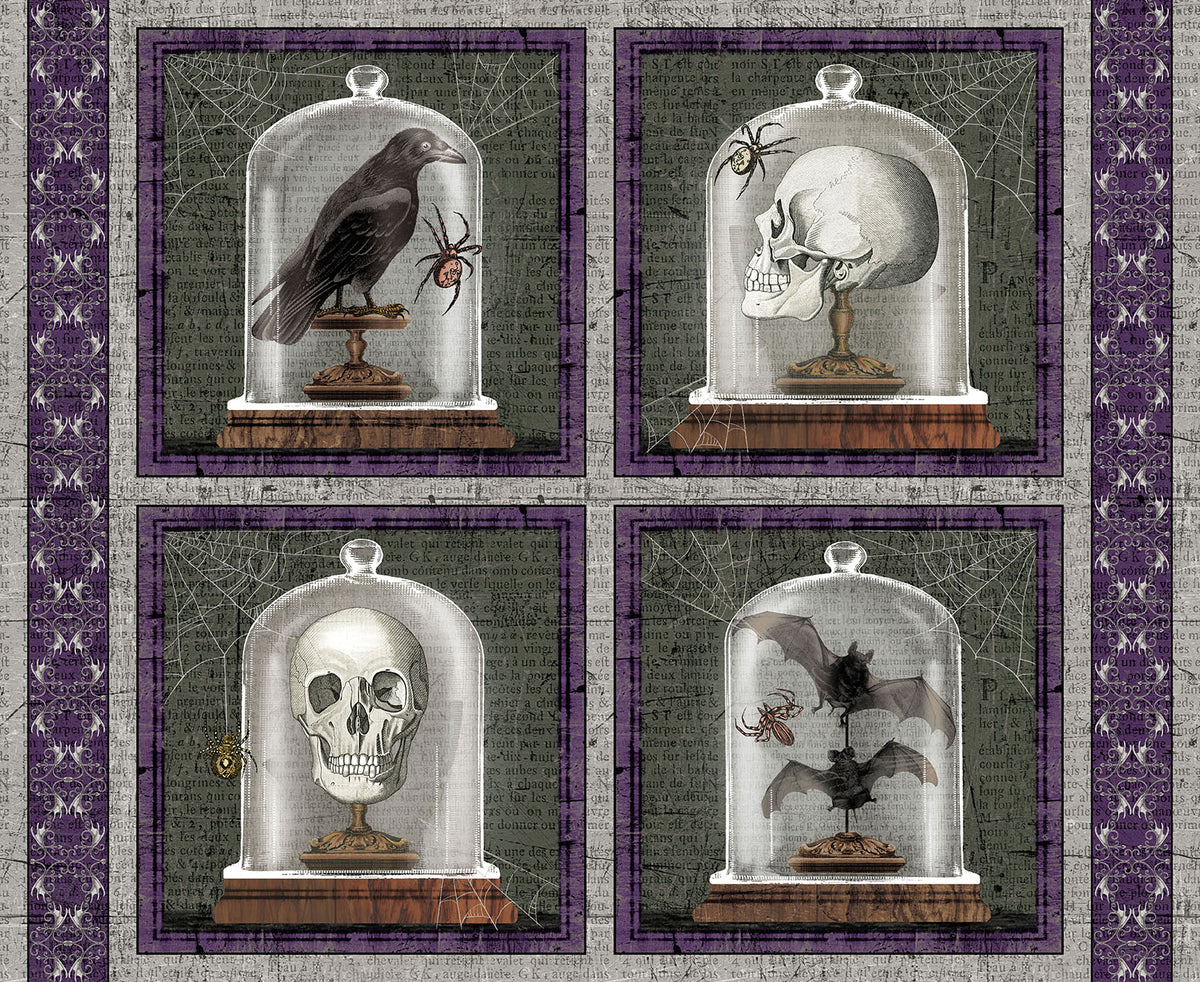 BLANK QUILTING - Spooky Vibes - PANEL - Halloween Block - Charcoal - PL1127-