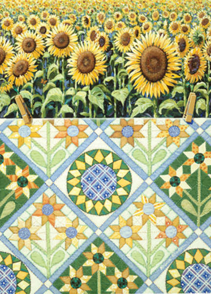 Sunflower Quilt Bottom Note Cards