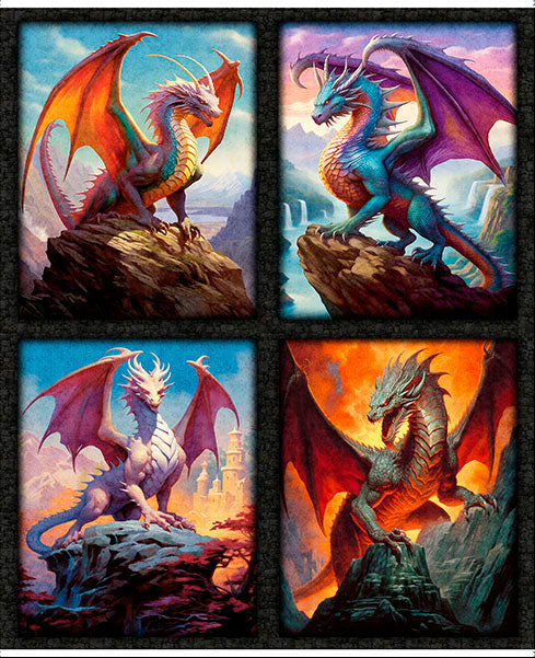 QT FABRICS - Dragon's Song - PANEL - Dragon Patch - Multi - PL1174-