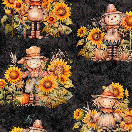 QT FABRICS - QT Cuties by Morris Creative Group - Scarecrows - Charcoal