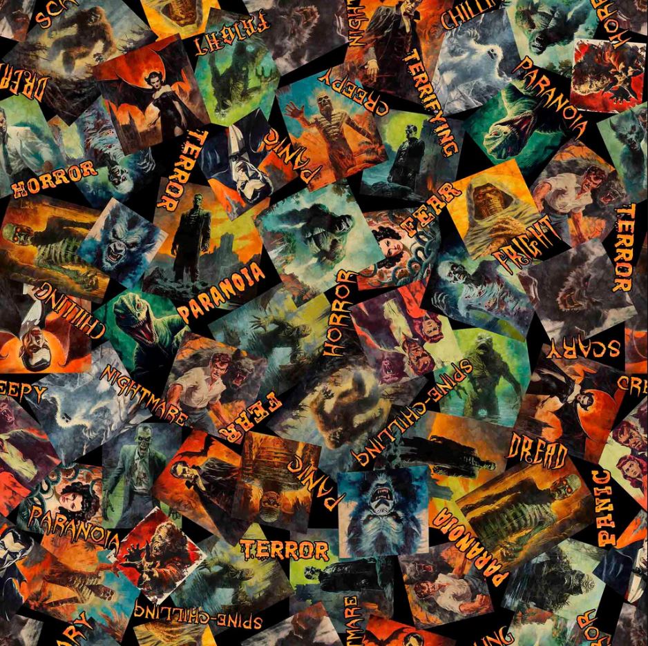 QT FABRICS - Gotta Have It by Morris Creative - Classic Movie Monsters - Black