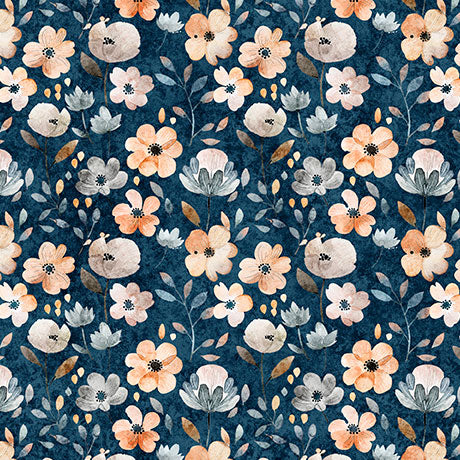 QT FABRICS - QT Cuties 2 by Morris Creative Group - Floral - Denim