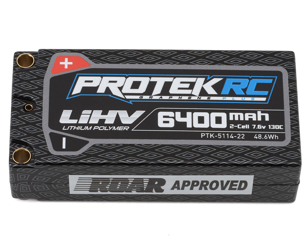ProTek RC PTK-5114-22 2S 130C HV Shorty LiPO Battery 7.6V 6400mAh 5mm Connectors Low IR Si-Graphene (ROAR Approved)