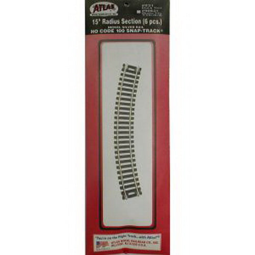 Atlas 0831 HO Code 100 Nickel Silver 15" Radius Curved Track (Pack of 6)