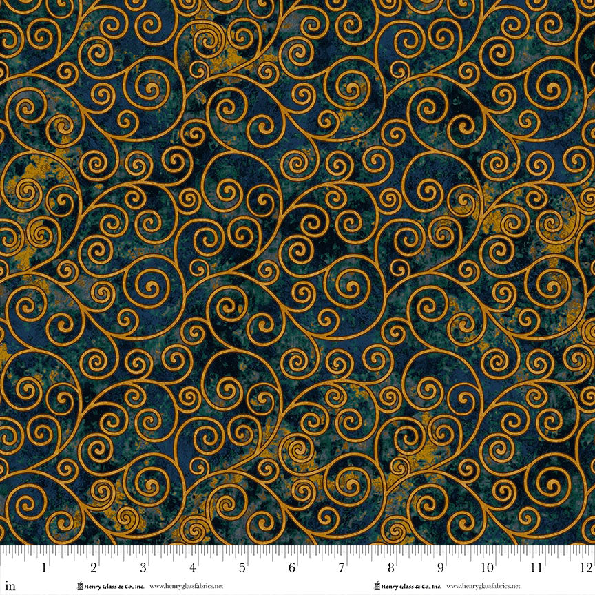 Skinny - SK15962 - 3/4 yds - HENRY GLASS - Crow-Mazing - Scrolls - Indigo