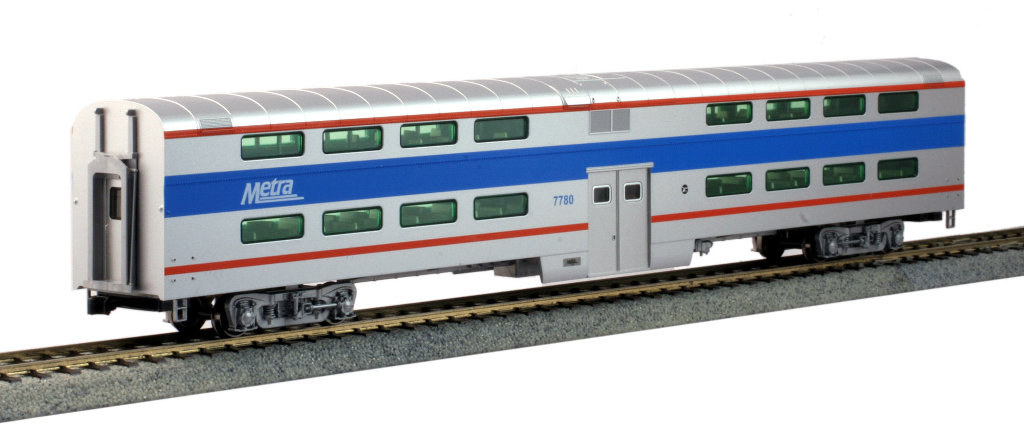 Kato 35-6038 HO Chicago Metra Pullman Bi-Level 4-Window Coach #7780