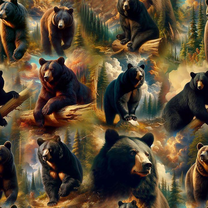BLANK QUILTING - Wilderness Song by Marilyn Lee - Digital - Bears - Black