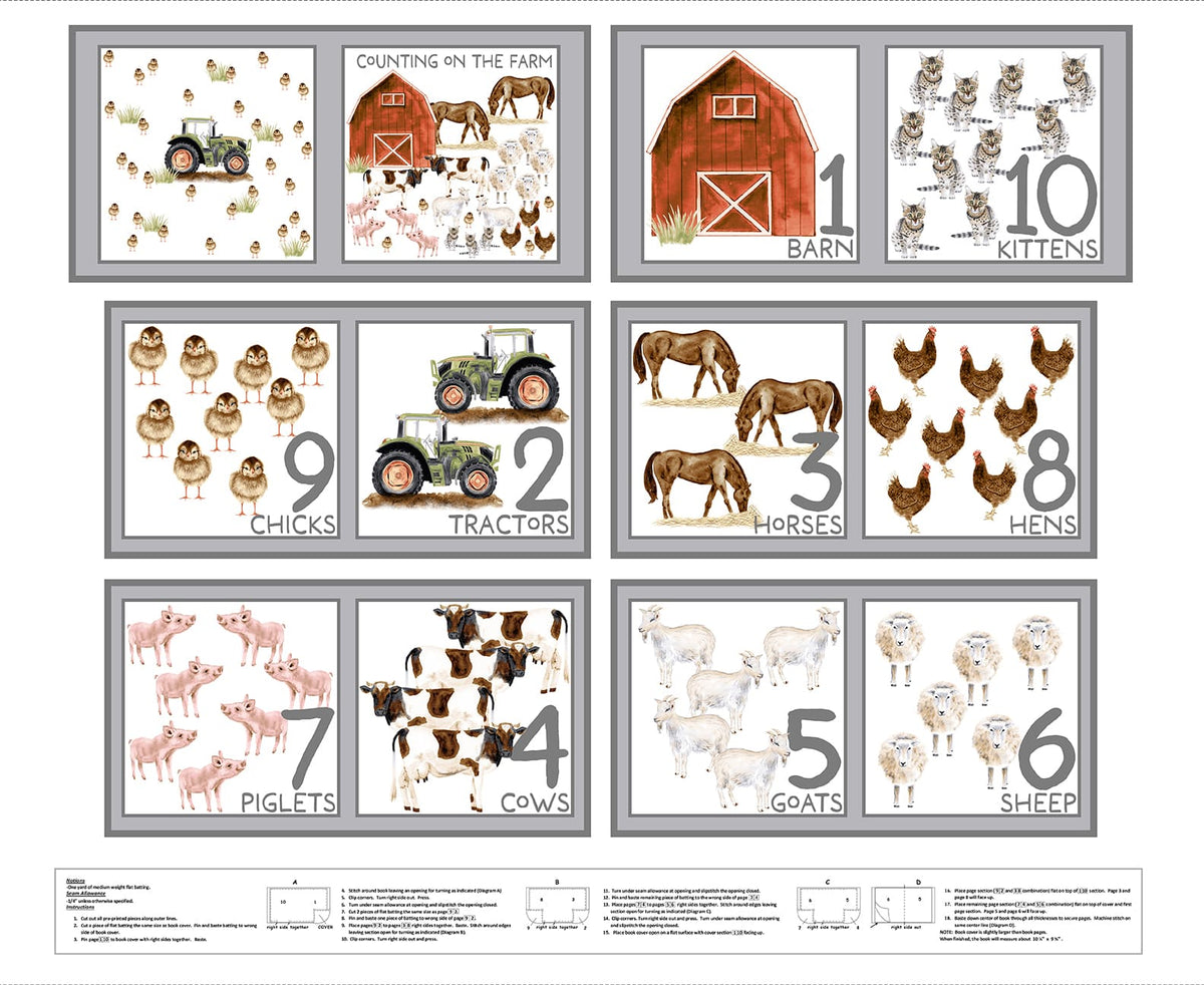 BLANK QUILTING - Little Seedlings Farm by Moque Lee Studio - Count Book Panel - PL1225