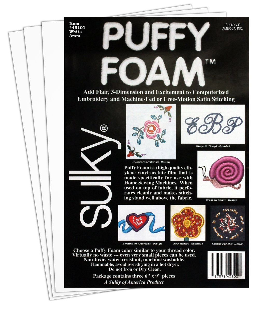Sulky - Puffy Foam - White 2mm 6in x9in