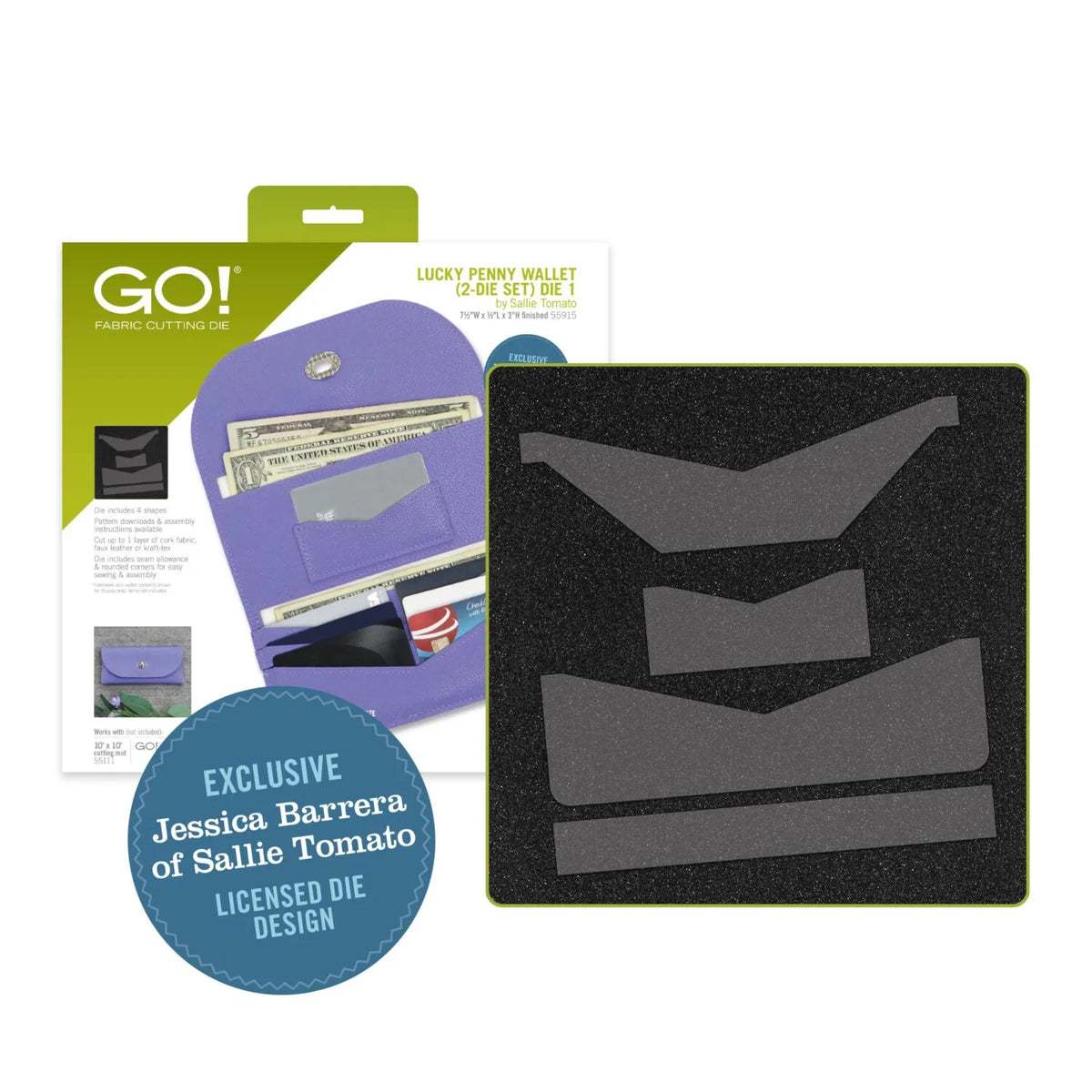 Accuquilt GO! Die 55915 Lucky Penny Wallet (2-Die Set) by Sallie Tomato