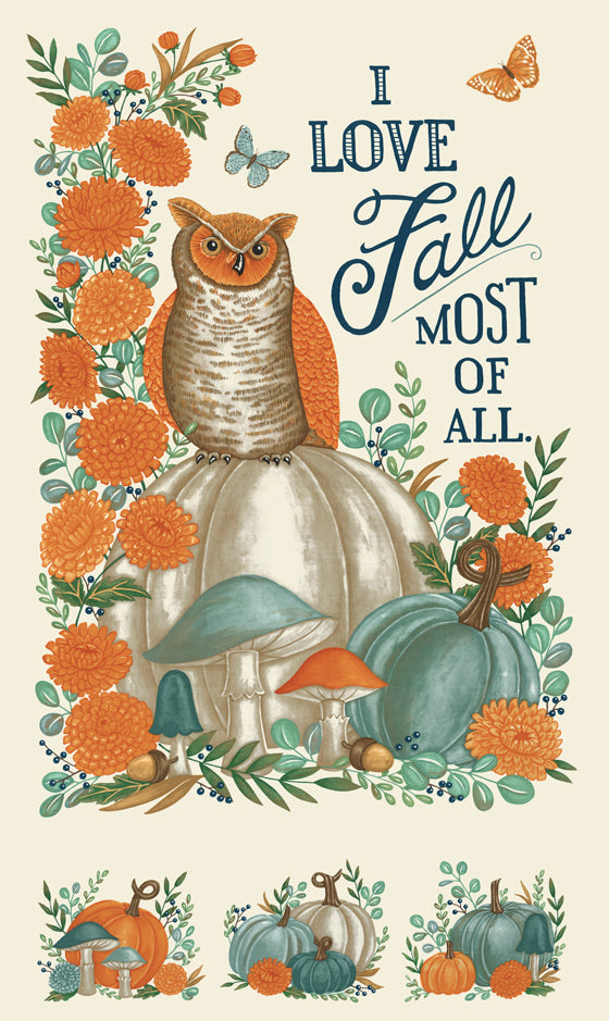 MODA - I Love Fall Most of All by Deb Strain - PANEL - Warm White - PL1121-