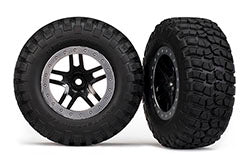 Traxxas 5883 SCT Black & Satin Chrome Wheels & BFGoodrich Tires (2)