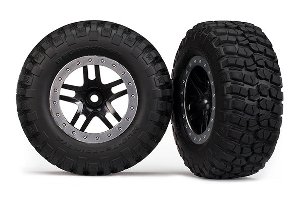 Tire & Wheel assembled, Black BFGoodrich Mud-Terrain glued (2) (2WD Front) TRA-5885