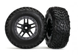 Traxxas 5890 Black & Satin Chrome Wheels & Off-Road Tires (2)