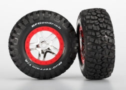 Traxxas 5975A Split-Spoke Chrome & Red Wheels & BFG Tires (2)