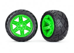 Traxxas 6768G Tires & wheels, assembled, glued ( 2.8') ( RXT green wheels, Anaconda tires, foam inserts) ( 2WD electric rear) ( 2) ( TSM rated)