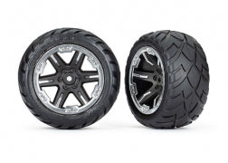 Traxxas 6768X Tires & wheels, assembled, glued ( 2.8') ( RXT black & chrome wheels, Anaconda tires, foam inserts) ( 2WD electric rear) ( 2) ( TSM rated)