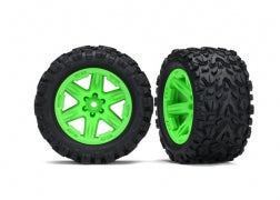 Traxxas 6774G Tires & wheels, assembled, glued (2.8') (RXT green wheels, Talon Extreme tires, foam inserts) (2WD electric rear) (2) (TSM rated)