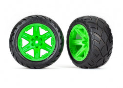 Traxxas 6775G Tires & wheels, assembled, glued ( 2.8') ( RXT green wheels, Anaconda tires, foam inserts) ( 4WD electric front/ rear, 2WD electric front only) ( 2) ( TSM rated)
