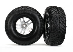 Traxxas 6892 Satin Chrome & Black Wheels w/ SCT Tires (2)