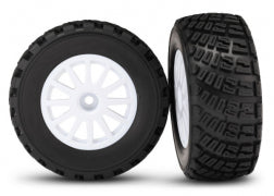 Traxxas 7473 Tires & wheels, assembled, glued (white wheels, gravel pattern tires, foam inserts) (2) (TSM rated)