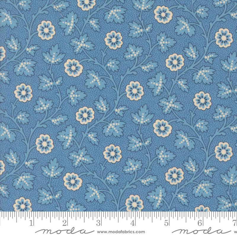 Skinny - SK15615 - 1 1/4 yds - MODA - Sally's Stitches - Trailing Moss - Prussian Blue