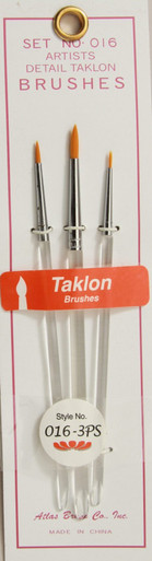 ABS016-3PS ATLAS BRUSH Taklon Detail Brush Set (Sizes 2, 0 & 5/0)