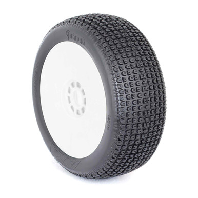 AKA 1/8 Catapult Soft Pre-Mounted Tyres White EVO Wheels 2Pcs Buggy