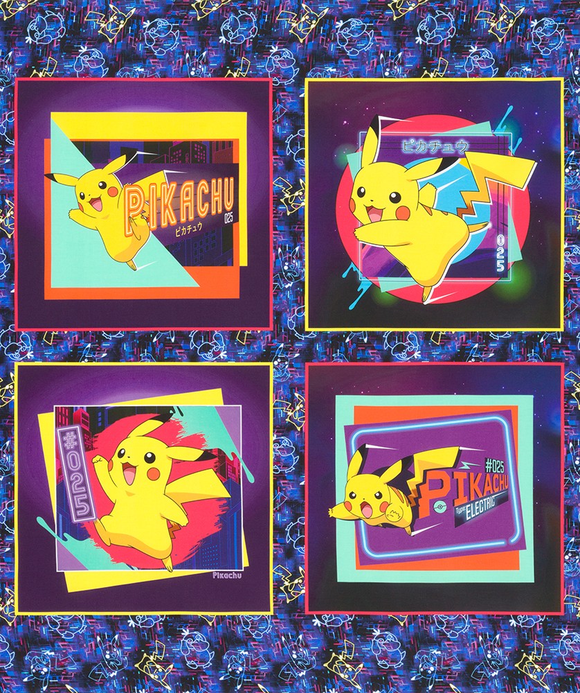 KAUFMAN - Pokemon Neon Lights by Pokemon Co. - Black - Panel - PL1290