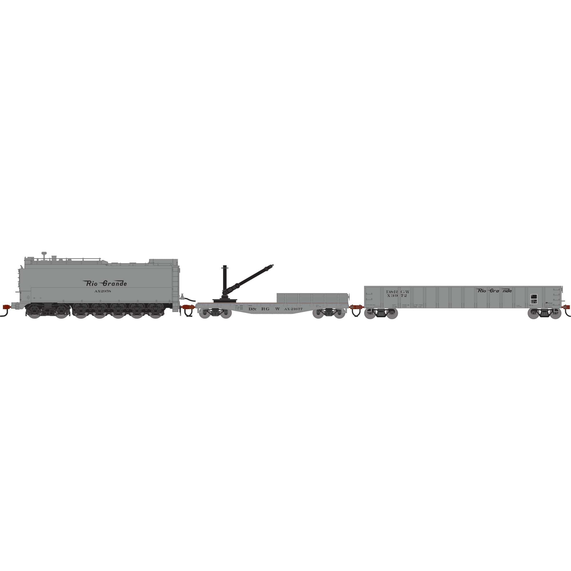 HO MOW Set with Fuel Oil Tank Car, Derrick Car, and Mill Gondola (ATH-1820)