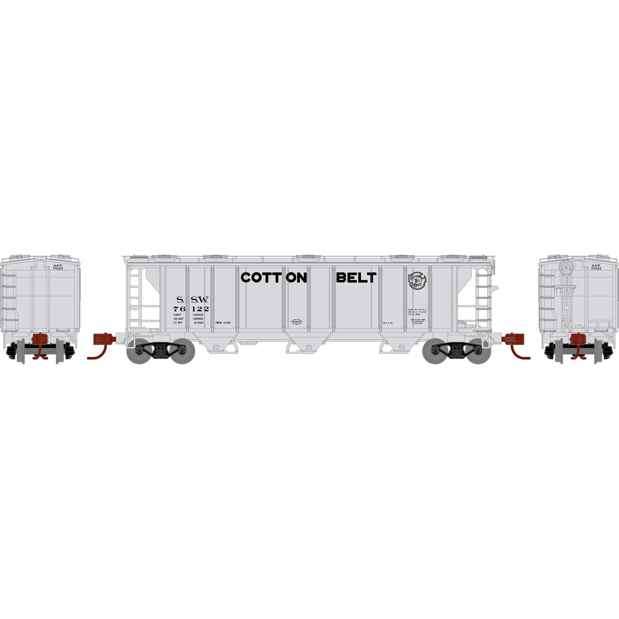 N PS-2 2893 3-Bay Covered Hopper, SSW #76122 (ATH28363)