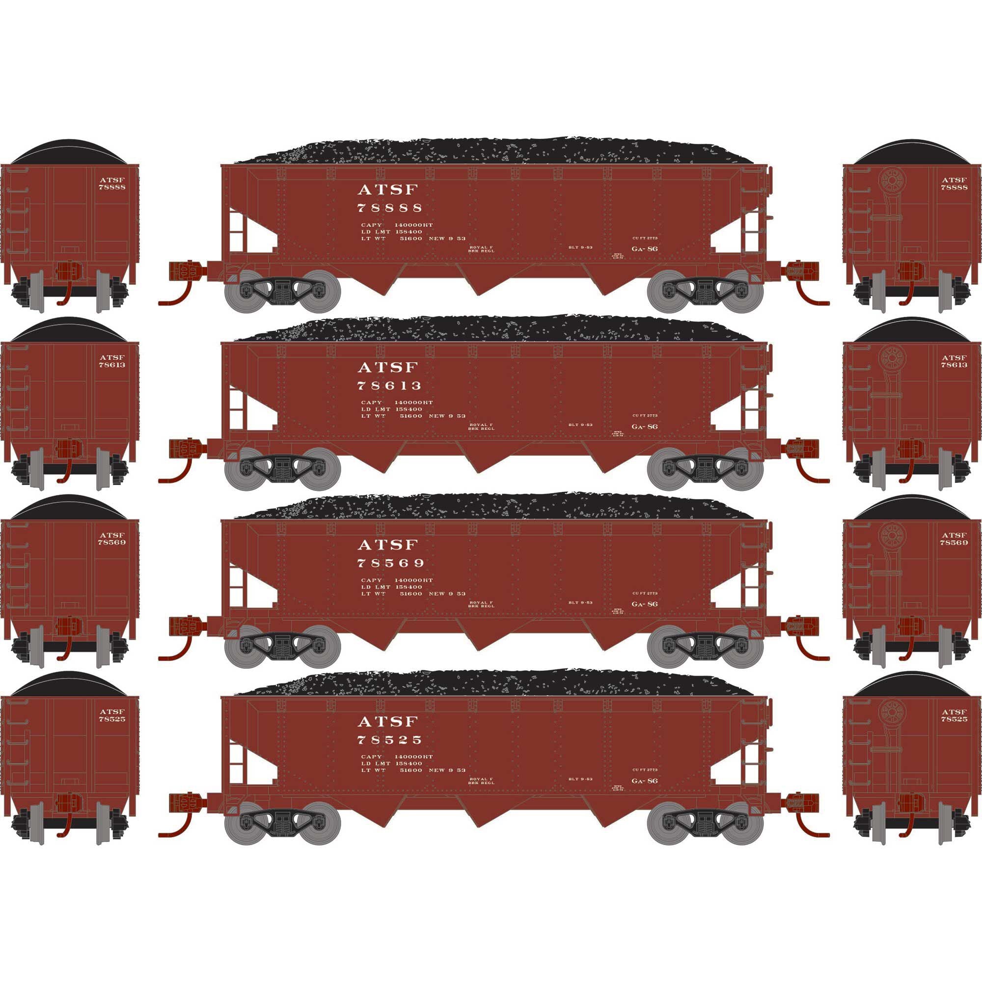 N 40' Offset Coal Hopper with Load, ATSF #1 (ATH28565)