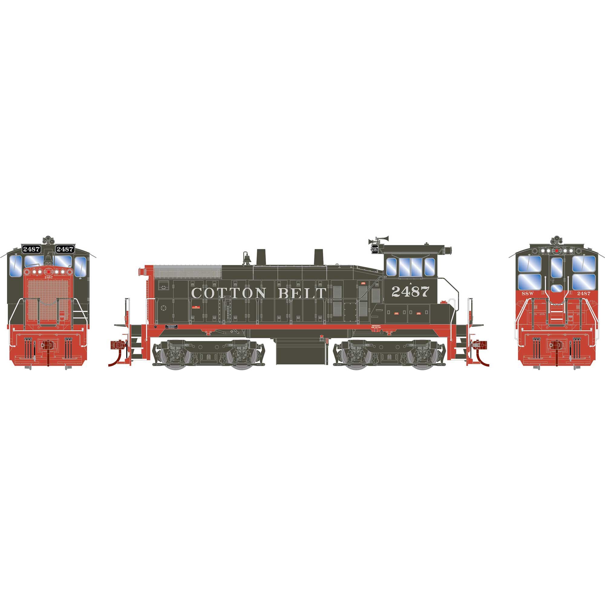 HO RTR SW1500 Locomotive Cotton Belt (SSW) #2487 (ATH28661)
