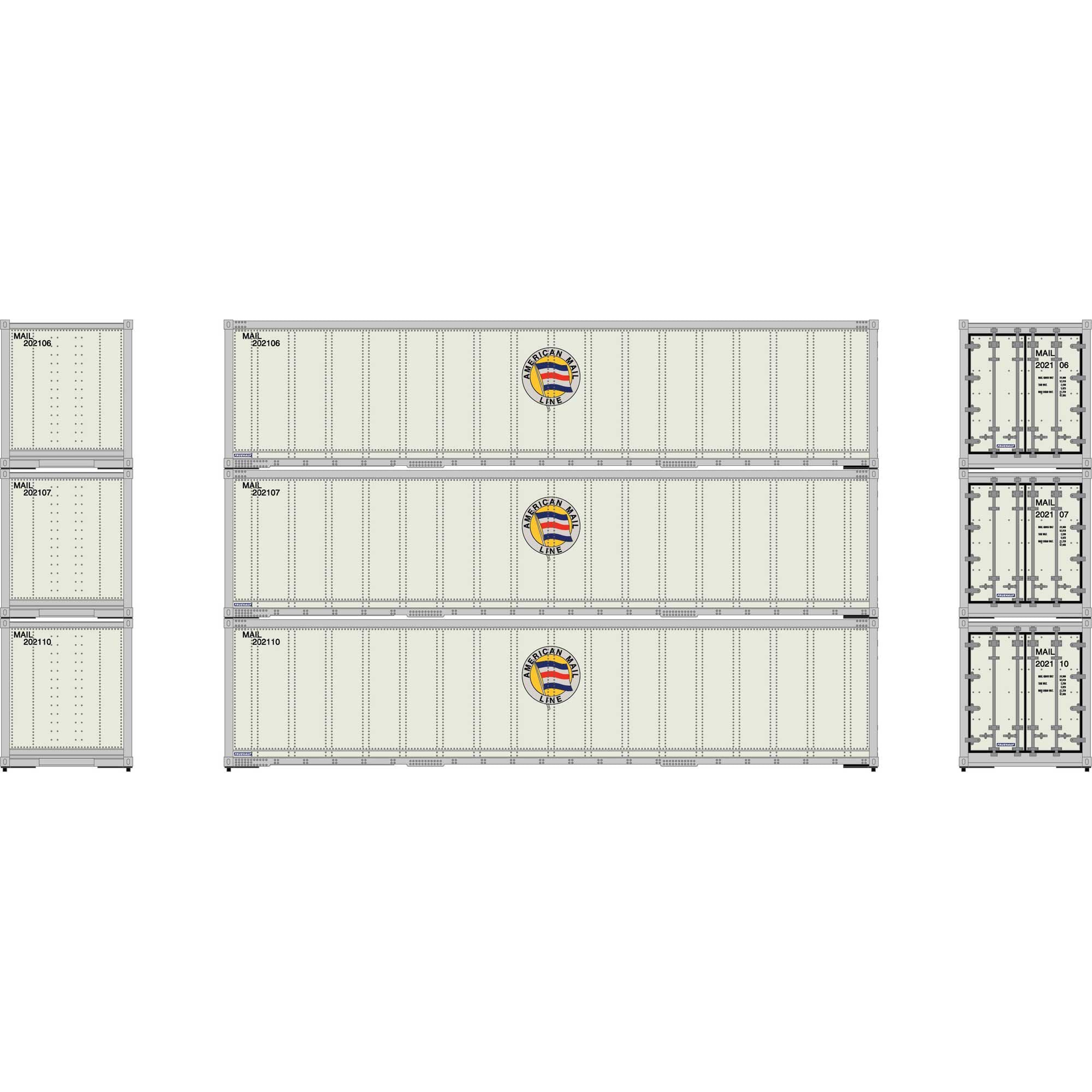 HO 40' Smooth Side Containers AML #1 (3) (ATH63387)