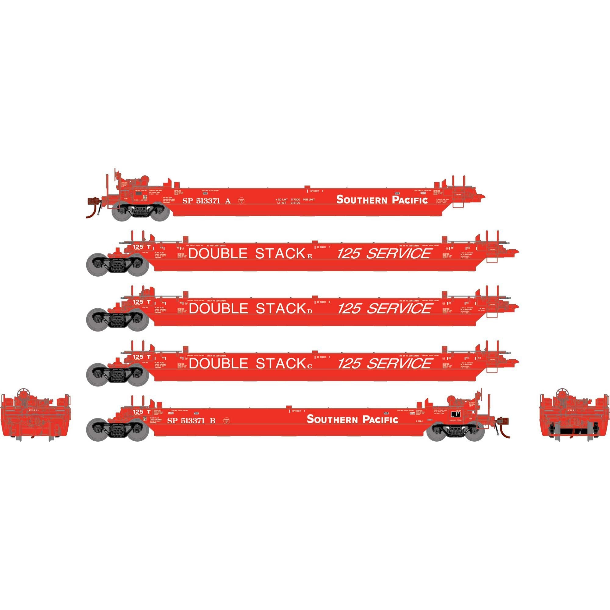 HO Gunderson Maxi-Stack II Well Cars SP #513371 (5) Pack (ATHG-1032)