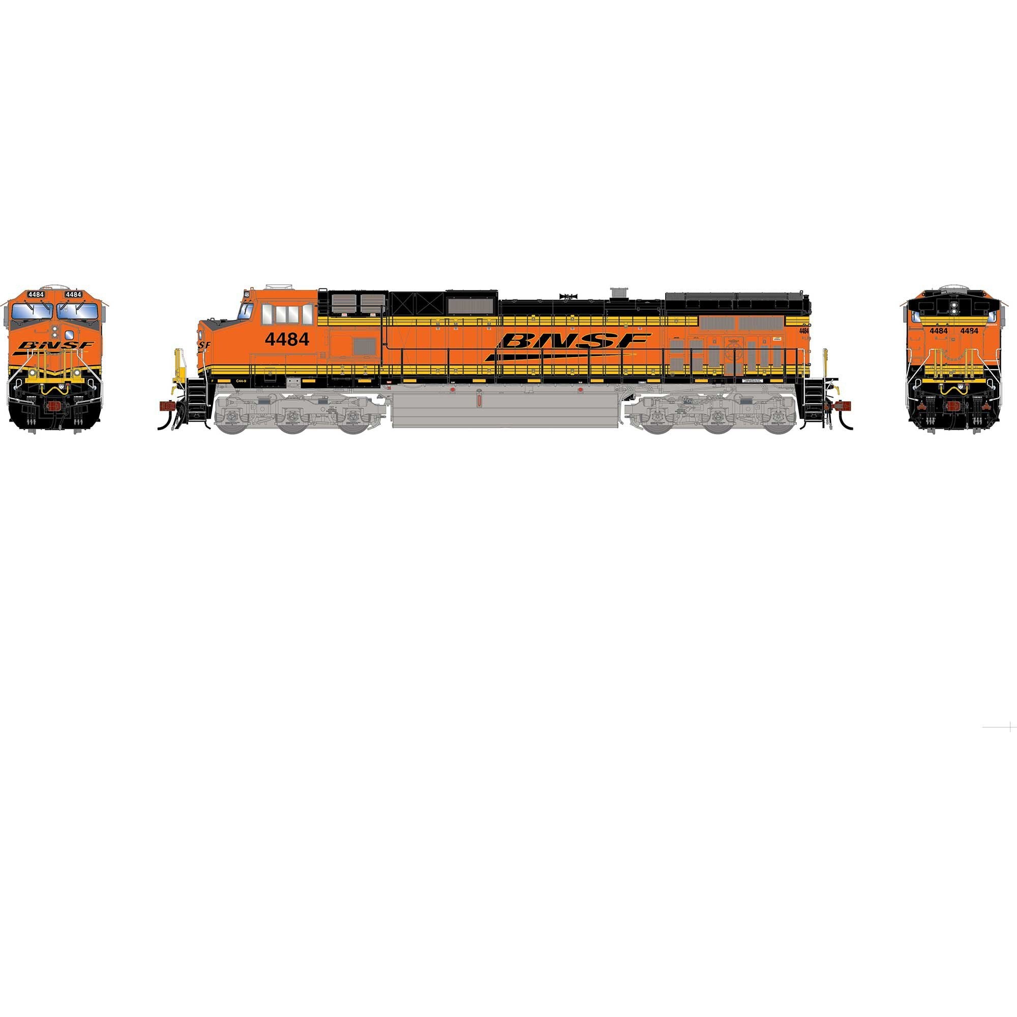 HO GE Dash 9-44CW Locomotive with DCC & Sound BNSF Wedge #4484 (ATHG-1224)