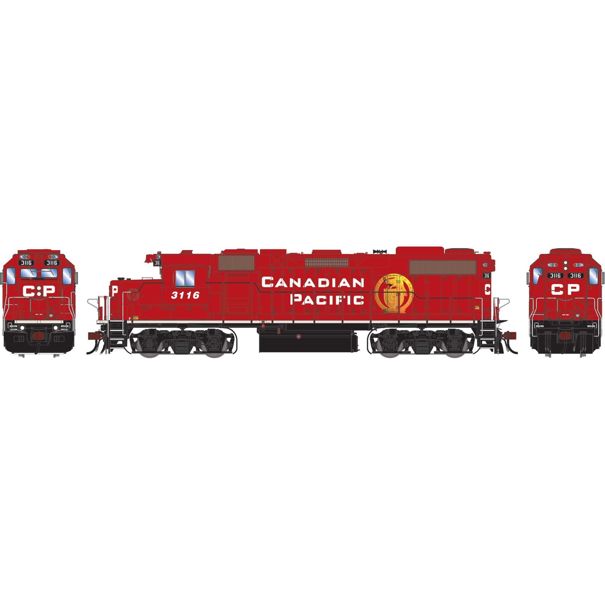 HO GEN GP38-2 Locomotive with DCC & Sound, CP 'Golden Beaver' 3116 (ATHG-1405)
