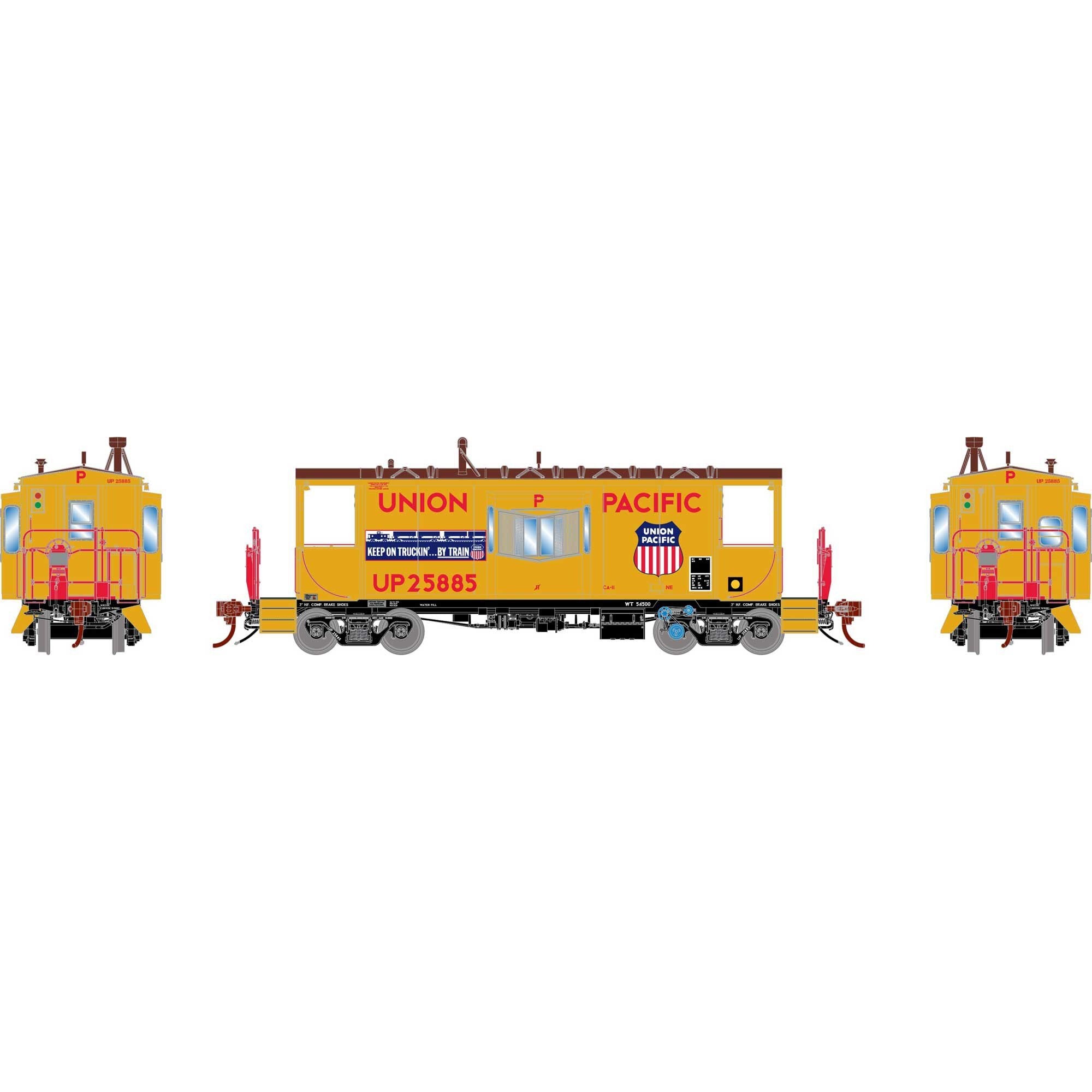 HO ICC CA-11 Caboose with Lights, UP #25885 (ATHG-1444)