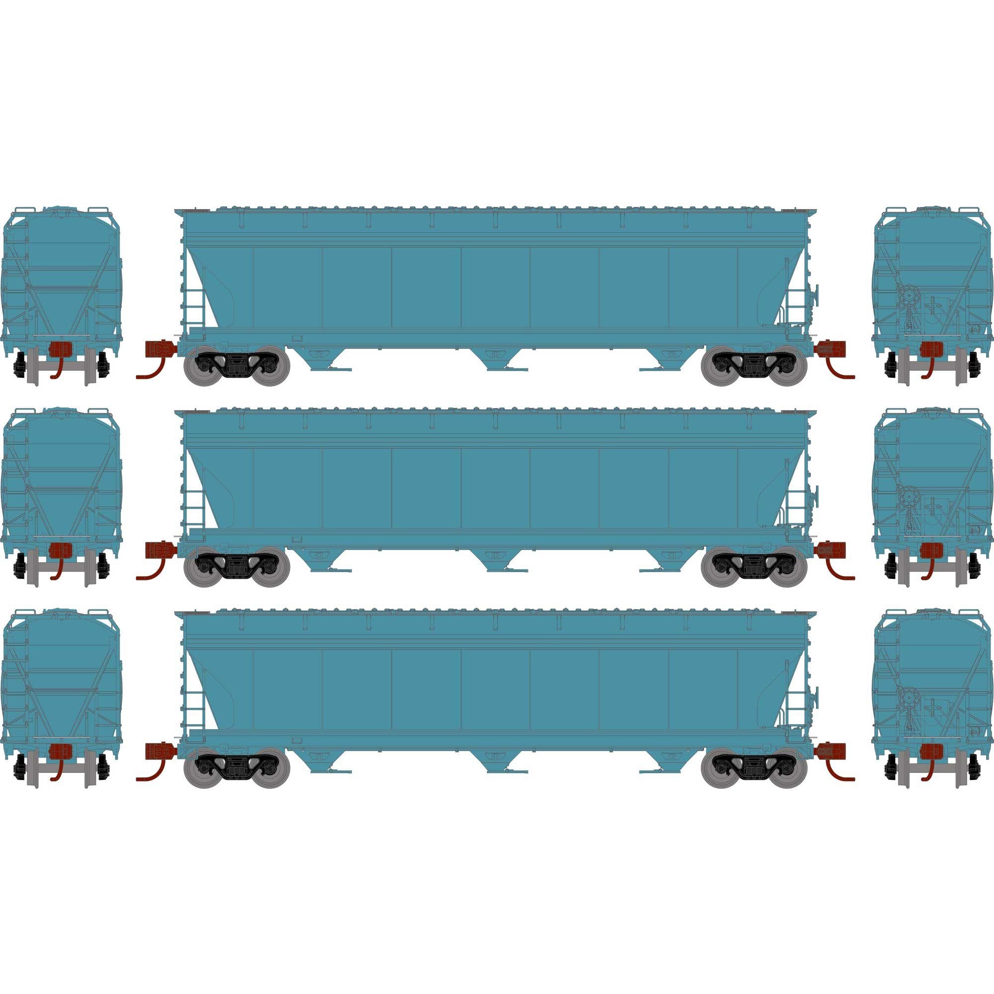 N ACF4600 Covered Hopper Model Train Cars (Set of 3) (ATHG-1553)