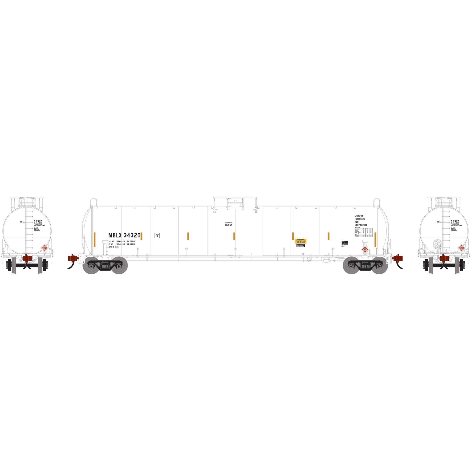 N UTC 33K LPG Tank Car Early Model MBLX #34320 (ATHG-1567)