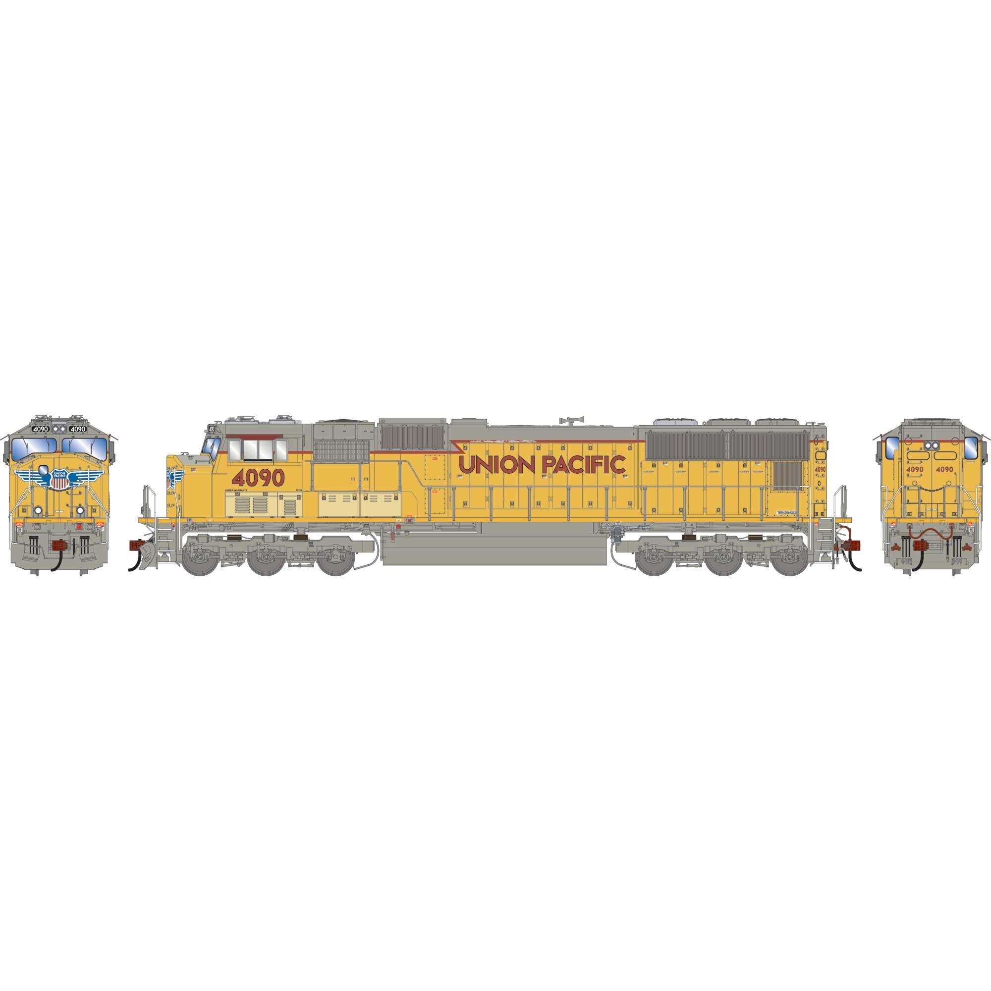 HO SD70M Locomotive with DCC & Sound, Primed For Grime UP #4090 (ATHG-1609)