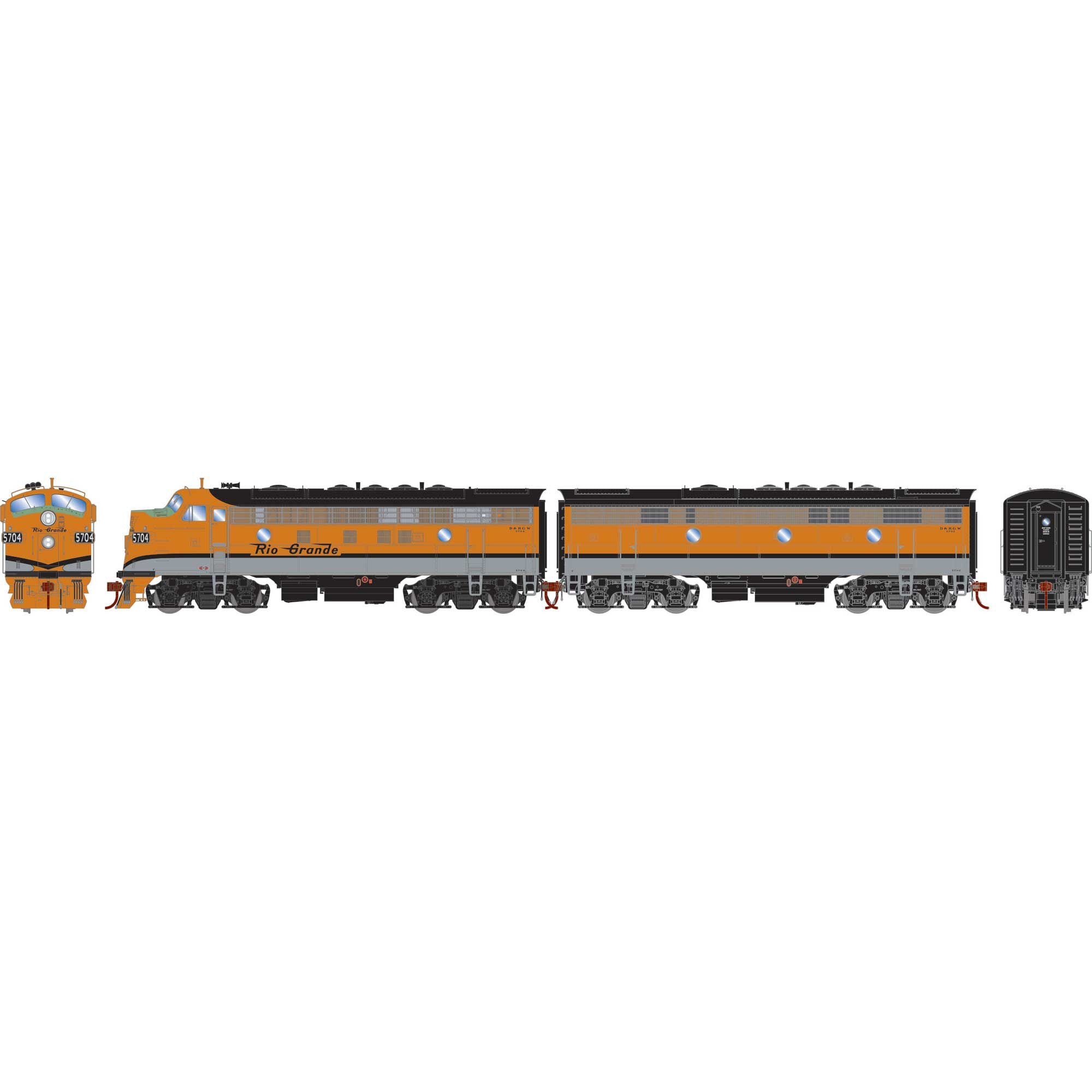 HO F7A/F7B Locomotives DRGW F7A #5704 F7B #5702 (ATHG-1632)